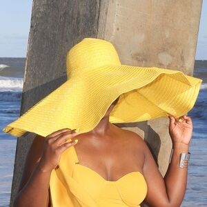 Vibrant Yellow Oversized Sun Hat
